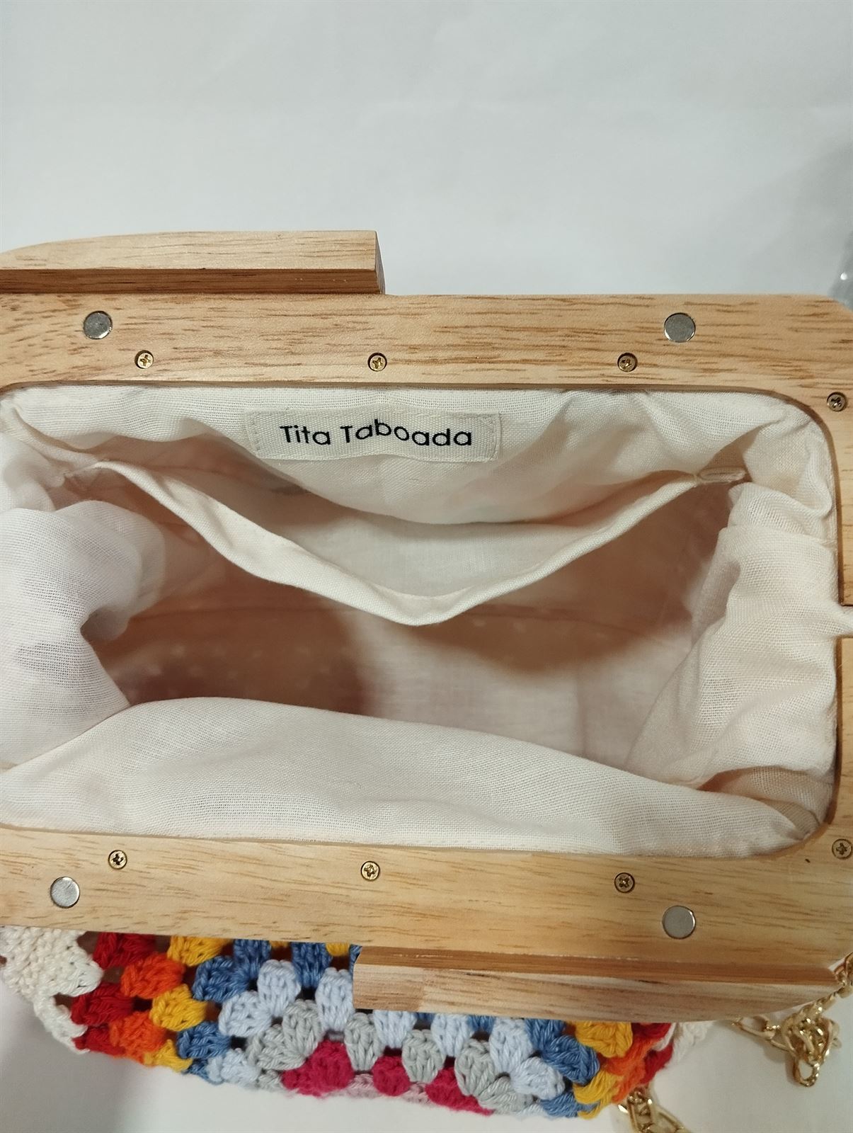 Bolso ganchillo con boquilla de madera - Imagen 3